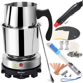 Hehinton Double Boiler Wax Melting Pot, Professional Water Heating Warming Pots for Candle Making, Wax Melter Making Kit for Beginners, DIY Kit with Heat Gun, Thermometer, Electric Hot Plate