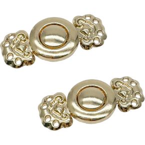 5Pairs Cloak Clasp,Vintage Chinese Style Sew on Hooks and Eyes Buttons Cape Cloak Clasp,for DIY Clothing Sewing,Chinese Traditional Dress and Cheongsam(Foggy Gold)