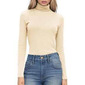 HOTOUCH Women's Turtleneck Long Sleeve Shirts Casual Basic T Shirts Lightweight Base Layer Solid Slim Fit Tops