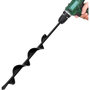 LONGRUN Earth Auger Drill Bit for Garden Fence Post, 3" x 31.5" Auger Post Hole Digger, 0.79"(20mm) Inner Shaft Auger Bit for Planting Trees and Bedding, Bulbs, Seedlings, Gardening, Large Fencing