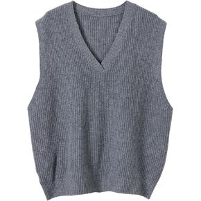 Women's 100% Merino Wool Sweater Vest 2024 Fall Winter Classic V Neck Casual Sleeveless Knit Sweater Vest