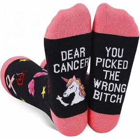 Funny Cancer Socks, Fighting Breast Cancer Care Gifts For Women, Chemo Patients Female, Survivor Gifts