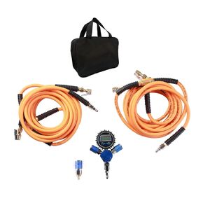 Outran High Flow 4 Tire Inflation Deflation System,300psi Flexible Hybrid Air Hose System,4 Tire Inflator Kit with Closed Flow Air Chuck Digital Tire Pressure Gauge