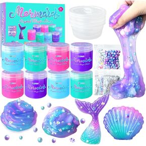عدة حورية البحر الوحل للفتيات DIY مجموعة صنع الوحل مع بريق إضافة Ins رغوة هلام مكعبات الوحل للأطفال الذين تتراوح أعمارهم بين 8-12 عيد ميلاد تفضل الحرف الحالية ألعاب تخفيف التوتر