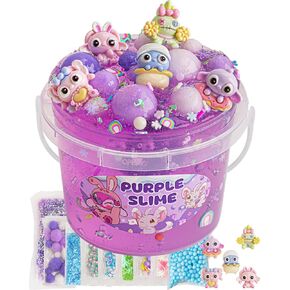 10 FL OZ Panda Clear Slime Bucket, Big Slime Kit with Slime Clay, Slime Party Favors for Kids, Glimmer Crunchy Slime Includes 9 Packs of Slime Add-ins, Super Soft and Non-Sticky
