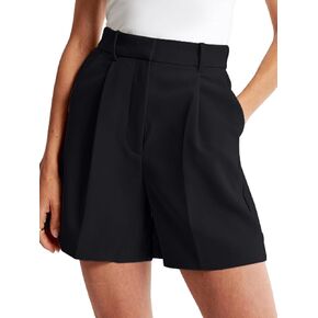 NIMIN High Waisted Tailored Work Shorts for Women Summer Casual Lightweight Office Dressy Shorts with Pockets