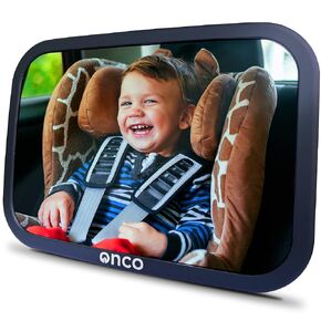 Onco LED Baby Car Mirror with Light - 2 Modes for Day & Night Driving, 100% Shatterproof Baby Mirror for Car, 360° Car Mirror for Baby, Universal Car Seat Mirror for Baby Rear Facing, NEW & IMPROVED
