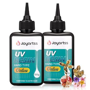 Joyartss UV Resin 200g, 2PCS Upgrade UV Resin Kit, Low Odor Crystal Clear UV Epoxy Resin, UV Cure Resin for Jewelry Making, Molds, DIY Craft Decoration, Bonding, Casting and Coating (100g×2)