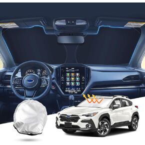 T TGBROS Windshield Sun Shade Custom Fit for 2024 Subaru Crosstrek Accessories Foldable Sun Shield Reflective Polyester Sun Visor Cover Block Heat and Sun Protection