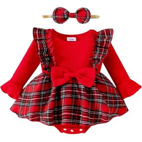 Baby Girl Clothes Fall Winter Outfits Cute Romper Dress Plaid Skirt Ruffle Long Sleeve Jumpsuit Headband 0-18 Months