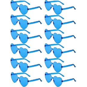 12 Pairs Heart Shaped Sunglasses Candy Color Rimless Fun Heart Glasses for Women Party Favors