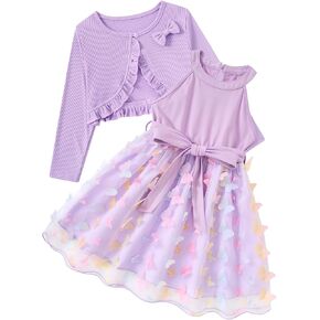 ALISISTER Toddler Girls Halter Tutu Dress and Long Sleeve Cardigan 2 Piece Outfits for 2-6 Years