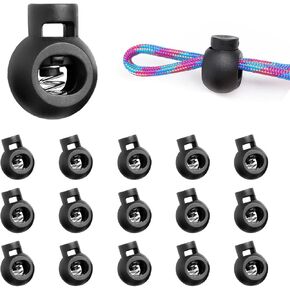 Plastic Round Cord Lock, Fastener Toggles Clip Stopper Single Hole for Drawstrings, Elastic Shoelaces, Lanyard Paracord, Backpack Bags