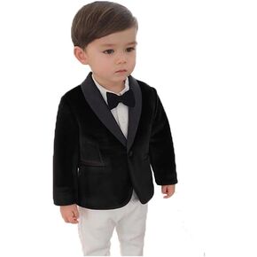 Toddler Boy Formal Suit Jacket Outfit Christmas Velvet Blazer Sports Coat for Kids Birthday Party JTZ019