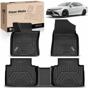 YHTAUTO Floor Mats Fit 2018-2025 Toyota Camry FWD No Hybrid, TPE All Weather Car Mats Waterproof Anti-Slip Odorless Floor Liner, Interior Car Accessories Front & 2nd Row Liner