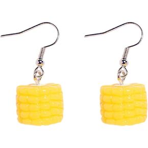 Handmade Corn Broccoli Food Earrings Gold Plated 3D Funny Lightweight Resin Lifelike Vegetable Fruits Kawaii Dangle Drop Earrings for Women Teen Girls Nature Lover Birthday Party Fashion Jewelry Gifts