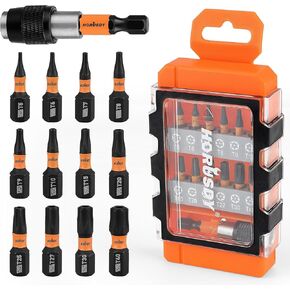 HORUSDY 14Pieces T5-T40 Torx Bits Set - Torx Security Bit Set - Security Torx Bit Set | Star Bits Set - 1/4 Hex Torx Screwdriver Bit Sets
