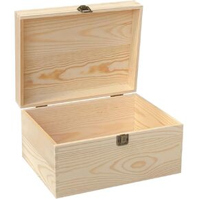 1 Pack Unfinished Wood box with Lid Crafts Wooden Storage Box for DIY Arts Project (Outer 10.6 x 7.9 x 5.7 IN,Interior 10 x 7.3 x 5.3 IN)