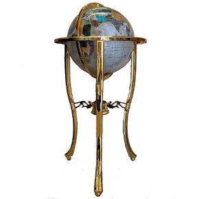 Unique Art 36-Inch by 13-Inch Floor Standing Pearl Ocean Gemstone World Globe with Gold Tripod