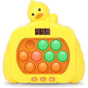 Quick Push Pop Game Fidget Toys for Kids Adults, 12 Game Modes Upgraded Light Up Fast Push Bubble Handheld Game, Stress Relief Toy Party Favors Toy, Christmas Birthday Gifts for 3-12 (Duck)