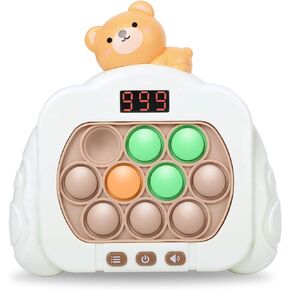 Quick Push Pop Game Fidget Toys for Kids Adults, 12 Game Modes Upgraded Light Up Fast Push Bubble Handheld Game, Stress Relief Toy Party Favors Toy, Christmas Birthday Gifts for 3-12 （Bear