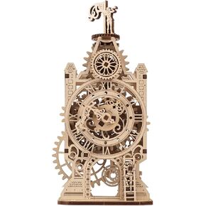 UGEARS Old Clock Tower 3D Wooden Puzzle - Wooden Mechanical Model Kit to Build - DIY Puzzle Clock Toy with Spinning Mechanism - Brain Teaser Building Set for Adults