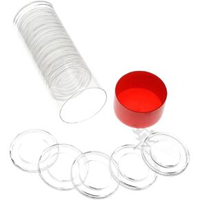 OnFireGuy 20 Capsule Holders H27 Direct Fit & Coin Storage Tube, Coin Capsule Holders for 1/2oz Gold Eagles (Red Cap Lid)