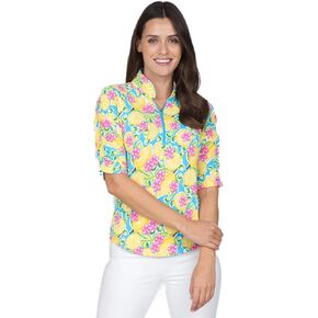 IBKUL Athleisure Wear واقي من الشمس UPF 50+ Icefil Cooling Tech Calista طباعة مكشكشة بطول الكوع - 41652 Turq Multi Calista L in Kuwait