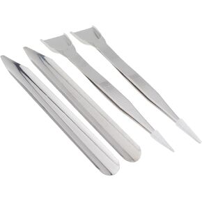 4PCS DIY Jewellery Making Tool Beading Tweezer Tool Spatula Tweezer Tool Long Tube Spoon Pick up Tool Stainless Steel Portable Tweezer Ideal for Moving and Sorting Small Items