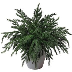 10PCS Christmas Norfolk Pine Stems, Real Touch 19 Inch Artificial Norfolk Pine Branches, Fake Greenery Pine Picks for Vase DIY Holiday Winter Table Indoor Decor(Green)