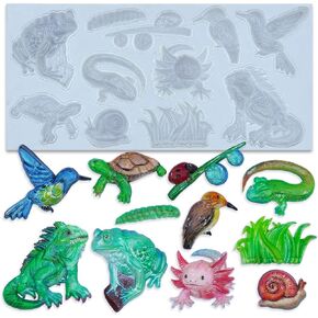 Pond Animals Mold for Polyclay Air-Dry Clay Plaster 7x3inch