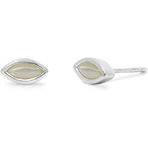 Boma Jewelry Sterling Silver White Mother of Pearl Marquise Stud Earrings
