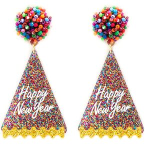 Emulily New Year Party Hat Post Earrings Handmade New Year Party Hat Earrings