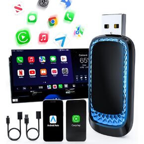 محول Carplay اللاسلكي لجهاز iphone - محول Android Auto and Car Play اللاسلكي 2 في 1 WIFI + محول Bluetooth Carplay يحول CarPlay السلكي من المصنع إلى لاسلكي لجميع أجهزة iPhone وAndroid للسيارة