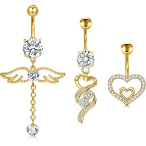 D.Bella Belly Button Ring for Women Navel Rings Piercing Curved Barbell 14G