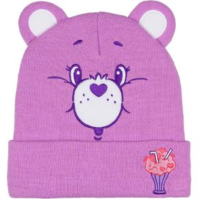 Care Bears Embroidered Face Belly Badges 3D Ears Cuff Knit Adult Beanie