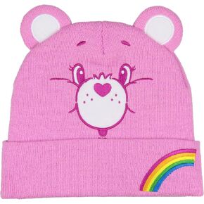 Care Bears Embroidered Face Belly Badges 3D Ears Cuff Knit Adult Beanie in Kuwait
