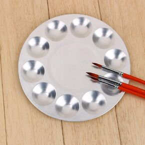 Yosoo 6.7" Round Aluminum Art Alternatives Paint Tray Palette Oil Painting Tray
