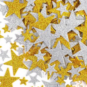 Natonhi 904pcs Star Stickers, Gold and Silver Stars Glitter Foam Stickers, Self Adhesive Scrapbook and Posters Stickers, Glitter Stars Stickers Used for Kid Handicrafts and Home Decorations