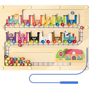 Magnetic Color and letter Maze, Montessori Toys for2+Year Old, Wooden Puzzle Activity Board, Learning Educational Counting Matching Toys for Toddlers and Kids Boys Girls Preschoolers2 3 4 5 Years Old