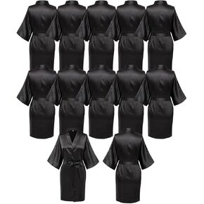 12 Pcs Short Kimono Robes for Women Silky Bride Bridesmaid Robe Satin Lightweight Bathrobe for Wedding Party