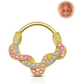 Twist Septum Rings 16G Gold Septum Jewelry Colorful Helix Daith Earrings 8/10MM Helix Daith Piercing Jewelry Stainless Steel