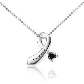 Melanoma Cancer Awareness Ribbon Necklace Black Ribbon Survivor Gift Skin Cancer Survivor Jewelry