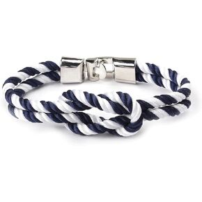 The Crafty Owl Nautical Twist Rope Knot Bracelets - Unisex (White & Blue)