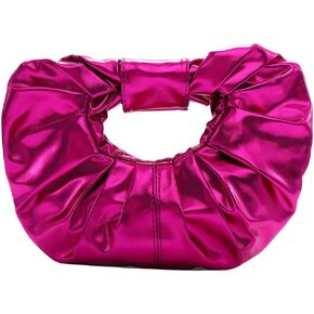 Yokawe Women's Shiny Laser Leather Top Handle Bags Ruched Cloud Bag Night out Party Prom Handbags