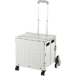 Foldable Utility Cart with Stair Climbing Wheels,Folding Portable Rolling Crate Handcart with Aluminium Alloy Telescoping Handles, Handcart for Grocery Book File Tool Art Supplies-75L