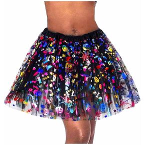 Florry Halloween Tutus Skirt Skull Spider Witch Tulle Ballet Skirts Adult Layered Dance Tutu Dress for Women and Girls
