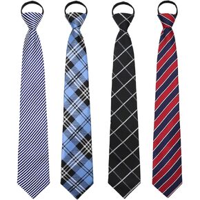 Mens Ties Zipper Ties for Men, Pre Tied Mens Tie 4 Pack Adjustable Mens Neckties for Business Wedding Party