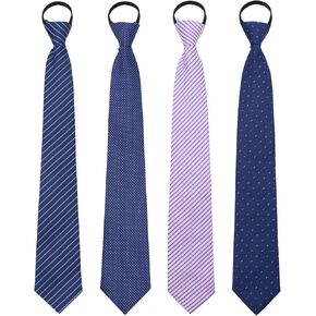 Mens Ties Zipper Ties for Men, Pre Tied Mens Tie 4 Pack Adjustable Mens Neckties for Business Wedding Party