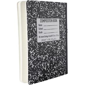 Urby Left Handed Composition Notebook, 9.75'' X 7.5'', The Lefty Stuff Series, 70GSM w. Hard Cover, 200 Pages, College Ruled. Black Marble. 2pk